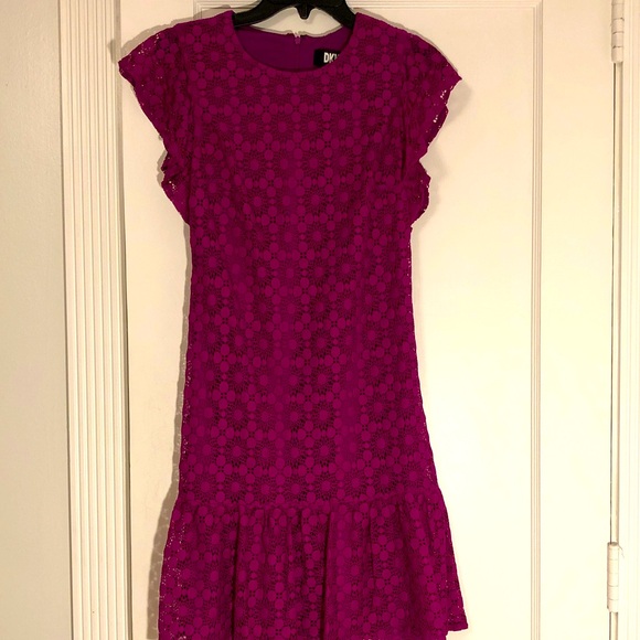 DKNY Fuchsia Lace Super Cute Dress for Work or Play or Performance Size 2 - Picture 1 of 5